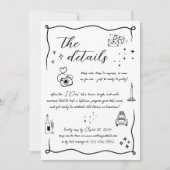 手書きおもしろいドードレ結婚の詳細カード 招待状 (正面)