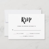 手書きおよびモダン|の白黒結婚式 出欠カード (正面)