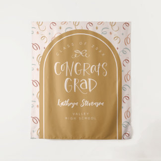 手書きお洒落おめでとうのグラッドパーティー背景 タペストリー