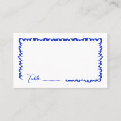 手書きお洒落おもしろいブルー結婚のテーブルフラット プレイスカード (裏面)