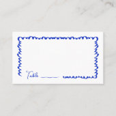 手書きお洒落おもしろいブルー結婚のテーブルフラット プレイスカード (正面)