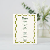 手書きお洒落の波状縁どおもしろい結婚のメニュー (スタンド正面)