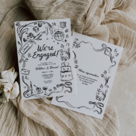 手書きお洒落の結婚婚約パーティ 招待状