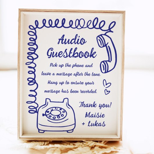 手書きお洒落イラストレーションオーディオゲストブック ポスター