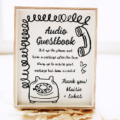 手書きお洒落イラストレーションオーディオゲストブック ポスター