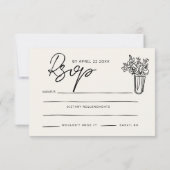 手書きお洒落スタイリッシュトレンディー結婚の 出欠カード (裏面)