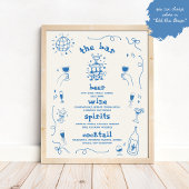 手書きお洒落バーメ結婚ニューの記号 ポスター