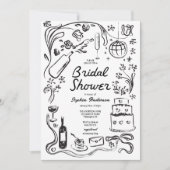 手書きお洒落ブライダルシャワー 招待状 (正面)