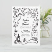 手書きお洒落ブラックと結婚式招待状 招待状 (スタンド正面)