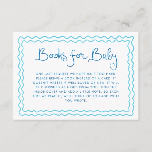 手書きお洒落ブルーブックベビー エンクロージャーカード (正面)