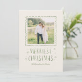 手書きお洒落メリークリスマスグリーン シーズンカード (スタンド正面)