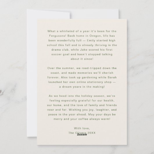 手書きお洒落メリークリスマスグリーン シーズンカード (裏面)