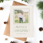 手書きお洒落メリークリスマスグリーン シーズンカード