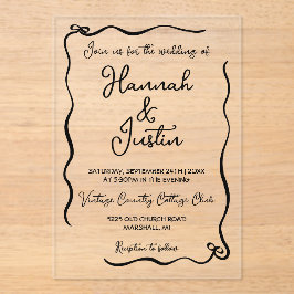 手書きお洒落モダントレンディー結婚の アクリル招待状