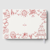 手書きお洒落ヴィンテージ赤結婚の ゲストブック (裏面)