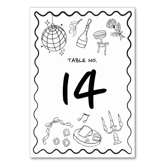 手書きお洒落手書き予測できな結婚の テーブルナンバー (正面)