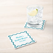 手書きお洒落波状縁どブライダルシャワー スクエアペーパーコースター (インサイチュ)