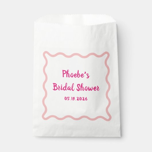 手書きお洒落波状縁どブライダルシャワー フェイバーバッグ (正面)