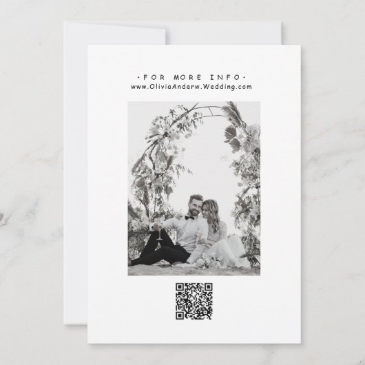 手書きお洒落白黒結婚の 招待状 (裏面)