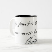 手書きからの署名オリバー・クロムウェル、 ツートーンマグカップ (正面左)