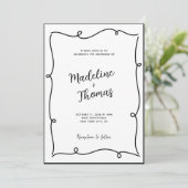 手書きかわいいカップルお洒落脚本結婚の 招待状 (スタンド正面)