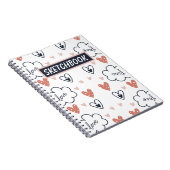 手書きかわいい柄ピンクと白のスケッチブック ノートブック (右側)