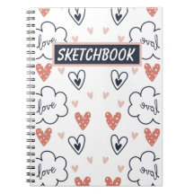 手書きかわいい柄ピンクと白のスケッチブック