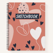 手書きかわいい柄ピンクと白のノート ノートブック (正面)
