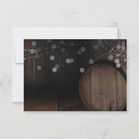 手書ききらめくライト木製結婚樽 出欠カード (裏面)