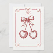 手書きさくらんぼオントップボーガールベビーシャワー 招待状 (裏面)