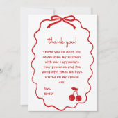 手書きさくらんぼオン上お洒落さくらんぼ サンキューカード (正面)