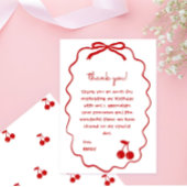 手書きさくらんぼオン上お洒落さくらんぼ サンキューカード