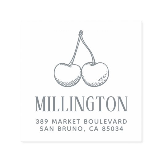 手書きさくらんぼファミリ名と差出人住所 セルフインキングスタンプ (デザイン)