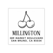 手書きさくらんぼファミリ名と差出人住所 ラバースタンプ (インプリント)