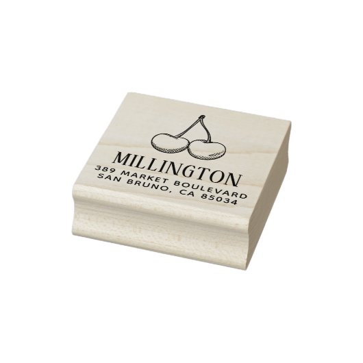 手書きさくらんぼファミリ名と差出人住所 ラバースタンプ (スタンプ)