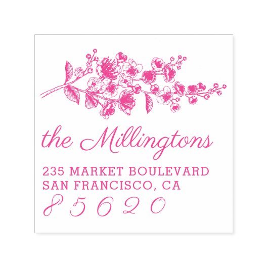 手書きさくらんぼブロッサム名&差出人住所 セルフインキングスタンプ (デザイン)