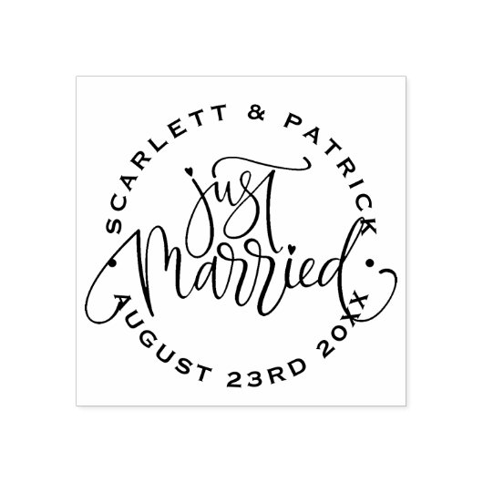 手書きたった今結婚しました発表 ラバースタンプ (インプリント)