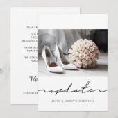 手書きで延期された結婚式の最新情報の写真 案内状 (正面/裏面)