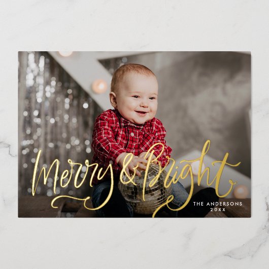 手書きで明メリーるい写真 箔シーズンカード (正面)