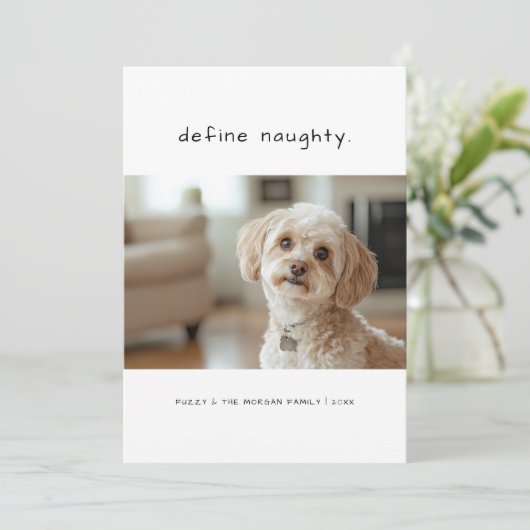 手書きで犬のいけなペットのクリスマスフォトを定義 シーズンカード (スタンド正面)