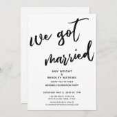 手書きで「私たちは結婚しました」ウェディングレセプション 招待状 (正面/裏面)