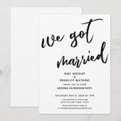 手書きで「私たち結婚しました」ウェディングレセプション 招待状 (正面/裏面)