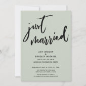 手書きで「Just Married」おしゃれな結婚式の受付看板 招待状 (正面)