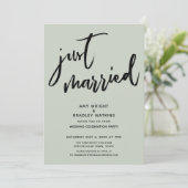 手書きで「Just Married」おしゃれな結婚式の受付看板 招待状 (スタンド正面)