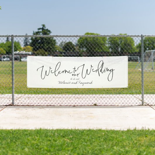 手書きによる当社結婚の3 x 8足へようこそ 横断幕 (インサイチュ)