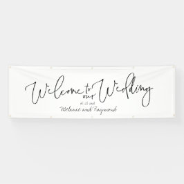 手書きによる当社結婚の3 x 8足へようこそ 横断幕