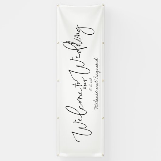 手書きによる当社結婚の3 x 8足へようこそ 横断幕 (縦)