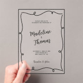 手書きのかわいいお洒落台本結婚の アクリル招待状 (インサイチュ (ポータブル))