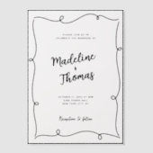 手書きのかわいいお洒落台本結婚の ベラム紙招待状 (正面)