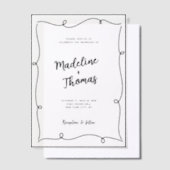 手書きのかわいいお洒落台本結婚の ベラム紙招待状 (オフセット)